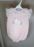 Pink Frill Bow Knitted Romper