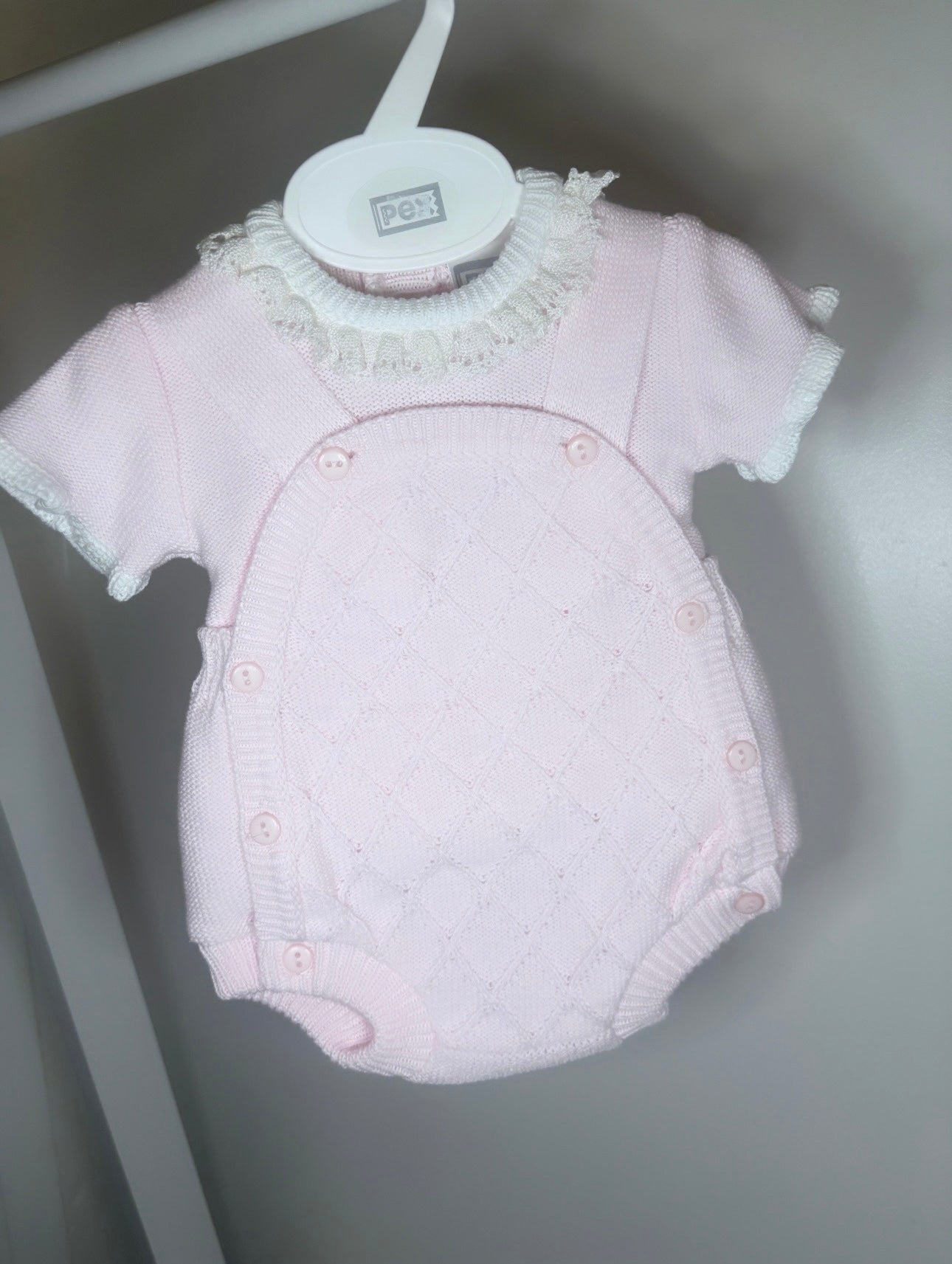 Pink Knitted Dungaree Set