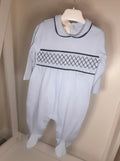 Blue Smocked Babygrow