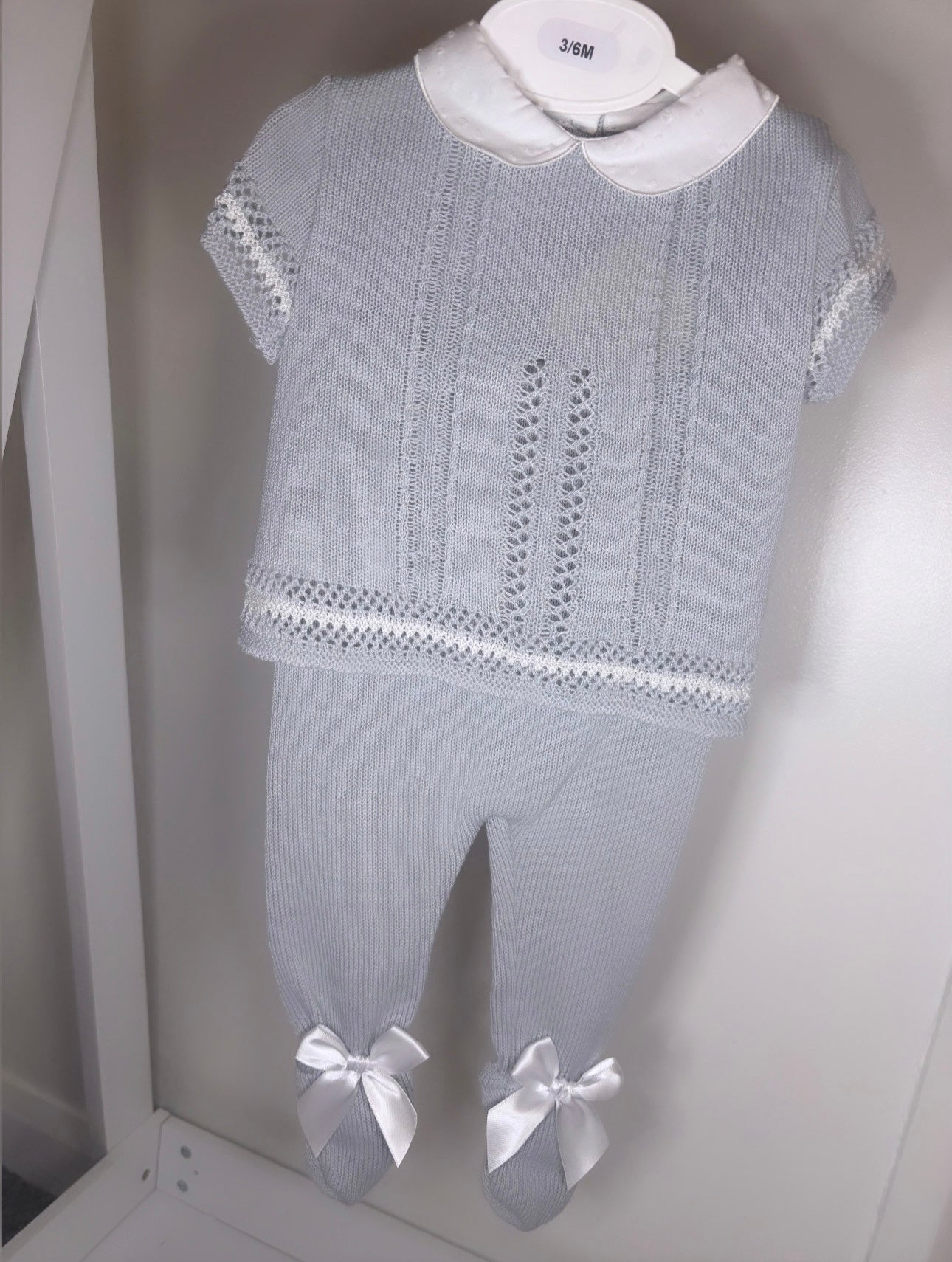 Grey Bow Knitted Two Piece Set
