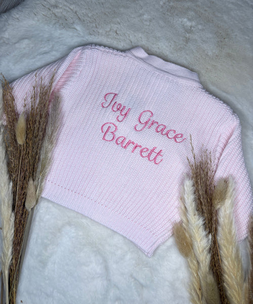 Baby Name personalised knitted cardigan
